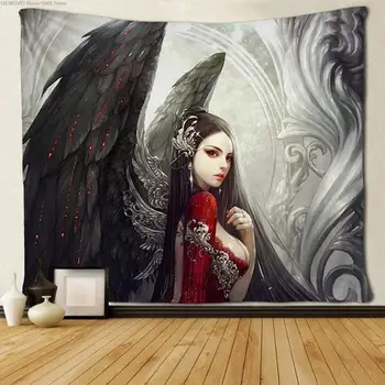Goth Gothic Frauen Mädchen mit Wandteppiche Hippie Kunst Wandbehang Tischdecke