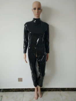Cosplay Cadılar Bayramı Kostümleri siyah seksi giyim PVC Faux Deri Lateks Oyunu eğlenceli ıç çamaşırı geri fermuar