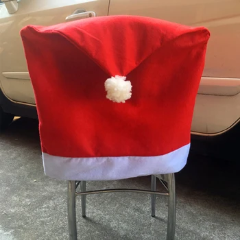 Şenlikli Santa Şapka Sandalye Case Arka Değiştirme dokunmamış Kumaş Ev mutfak sandalyesi arka kapak Yeni Yıl Noel Sanat Dekorasyon