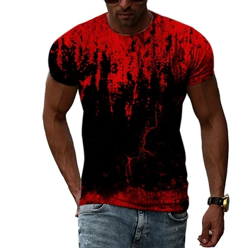 Korku Kan Korku Yaz erkek 3D baskılı tişört Moda Trendi Hip Hop Parodi Alternatif Retro Artı Boyutu Yüksek Kaliteli Üst