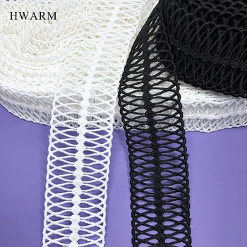 Spiral Süt İpek Beyaz Siyah Nakış Dantel Zanaat Dikiş Trim Elbise Aksesuarları Dıy 15yard 4cm Barkod İçi Boş Giysi Etek