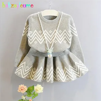 2018 Yeni Bahar Sonbahar Yürümeye Başlayan Giysi Butik Çocuk Giyim Çocuk Tops Kazak + Etek Bebek Kız Setleri 2 Parça Kıyafetler BC1674