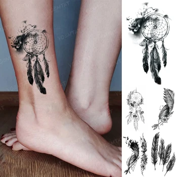 Transfer Su Geçirmez Geçici Dövme Etiket Rüya Net Tüy Fantezi Çiçek Flaş Dövme Kadın Erkek Kol Ayak Bileği Vücut Sanatı Sahte Tato