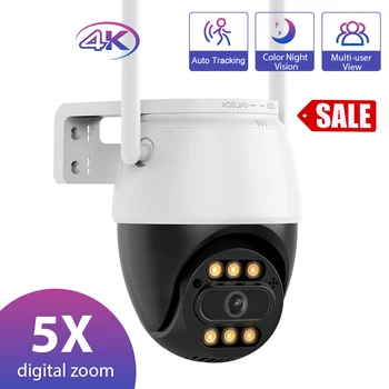 Mini Açık Wifi Kamera ICSee 8MP PTZ IP Kamera İki Yönlü Ses Gözetim Hareketli Kameralar AI İnsan Algılama Ev Güvenlik