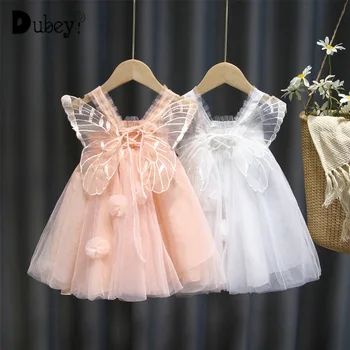 Bebek Kız Prenses Elbise Kelebek Kanatları Toddler Kız doğum günü partisi elbiseleri Çocuk Moda Elbise Fantezi küçük Kız Elbise