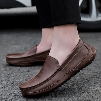 siyah para cuero sapato ayakkabı rahat deri rahat spor erkekler için moda rahat yeni erkek düz zapatos loafer'lar 2020 adam bahar