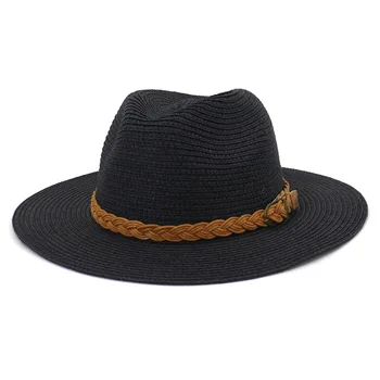 Plaj Panama Şapka Yaz güneş şapkaları Kadınlar için Adam Plaj Hasır Şapka Erkekler için UV Koruma Kapağı chapeau femme 2021