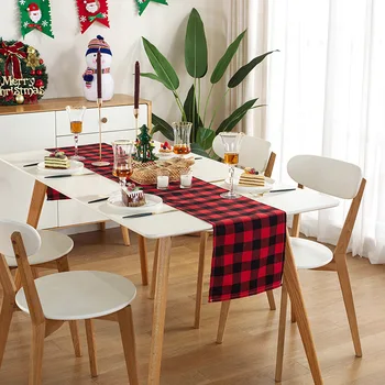 Masa Koşucu ızgara Masa Örtüsü Şükran Günü Tatil Parti Noel Süslemeleri Masa Bayrağı Baskılı yemek masası Örtüsü