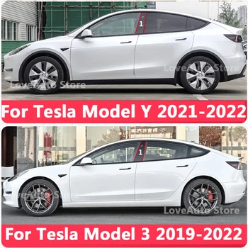 Tesla Modeli 3 Y 2019 2020 2021 2022 Araba Pencere Merkezi Sütun B C Pillar Kapak Trim Pervaz Sticker Çerçeve Aksesuar Kapak