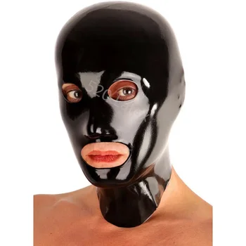 Lateks Maske Hood Siyah Açık Gözler ve ağız Cosplay Cadılar Bayramı Partisi Giyim Bodysuit