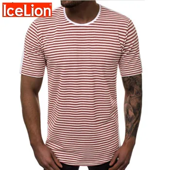 IceLion 2021 T-Shirt Erkekler Yaz Erkek T shirt Slim Fit Kısa Kollu Gevşek O-boyun Erkek T-Shirt Casual Gömlek Erkekler Şerit Kısa Kollu