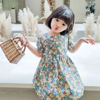 Bebek Kız Elbise 2020 Yürüyor Çocuk Kız Çiçek Elbise Marka Pamuk Yaz Giysiler Prenses Çiçek Kız Parti Elbiseler