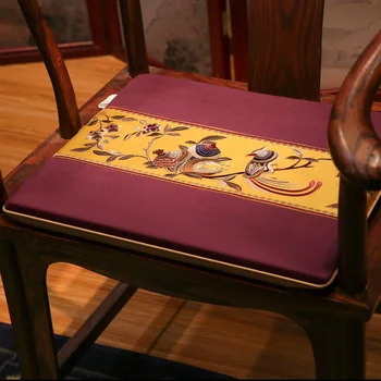 Yüksek dereceli kaymaz koltuk minderi Çiçek İşlemeli Çin Tarzı Sandalye Minderi Sarı Mavi Ev Oturma Odası Dekorasyon
