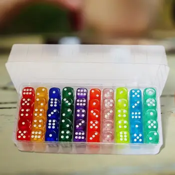 100x6 Taraflı Zar 10 Renk Yuvarlatılmış Kenarlar 14mm Akrilik Zar Matematik Öğrenme Zar Oyunları Parti İyilik Sınıf