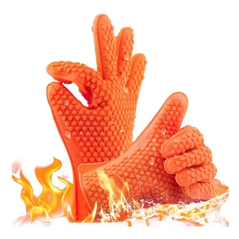 1 adet ısıya Dayanıklı Silikon ızgara eldivenleri Gıda Sınıfı Yangına Dayanıklı ızgara Mutfak Aksesuarları Mikrodalga Eldiven