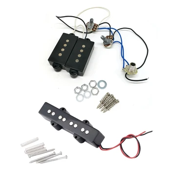 Pro Elektrik Bas Açık Tip Gürültüsüz Köprü Pickup 95X18. 3Mm ve Elektro Gitar Pickup Kablo Demeti PB Bas 4-String