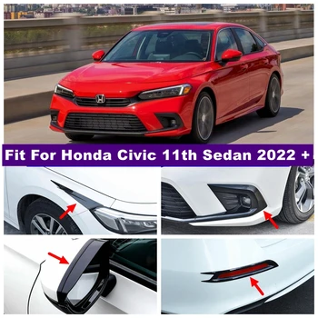Siyah Aksesuarları Ön Arka Sis Farları Lamba dikiz aynası Yağmur Gözkapağı Kaş Kapak Trim İçin Honda Civic 11th Sedan 2022 2023