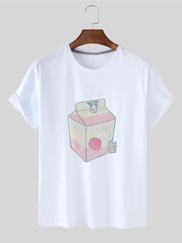 Yaz Moda Gömlek Süt Grafik Baskı Spor kısa kollu tişört kadın T-Shirt kadın Üst O Yaka Eğlenceli kız T-Shirt