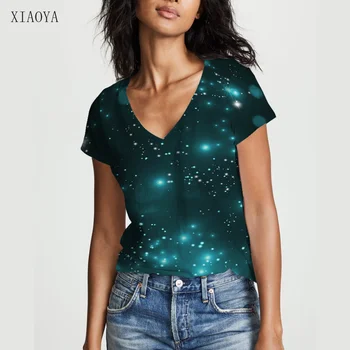 Kadın yazlık t-shirt Moda Sıcak Satış Baskı V Yaka Rahat Kısa Kollu Tees Sokak Kadın Gömlek Ucuz Toptan Kadın Bluz