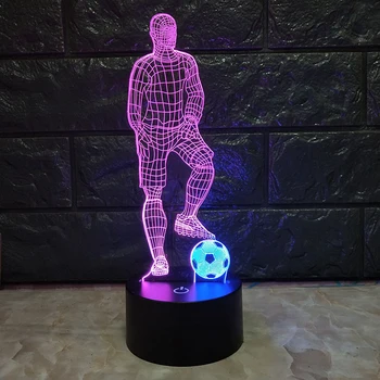 Futbol 3D şık lamba gece Lambası dekor dokunmatik sensör 7 renk değiştirme kapalı gece ışıkları Illusion lamba futbol taraftarları hediyeler