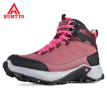 HUMTTO Su Geçirmez Trekking Botları Deri yürüyüş ayakkabıları Kadın Nefes Açık Spor Dağ Tırmanma HuntingTactical Sneakers