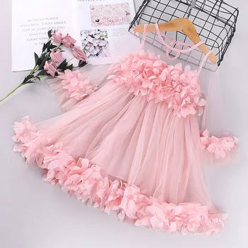Çocuk Kız Yaz Giyim Kız Elbise Prenses Elbise Çocuklar 2022 Çiçekler Uzun Kollu Kız Elbise Bebek Yürümeye Başlayan Giysi