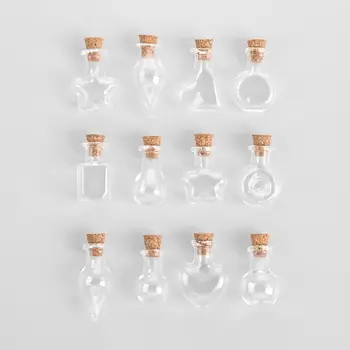 5 adet Mini DIY Kolye Ev Dekorasyon Mantar Tıpa Dileğiyle Şişe Boş Örnek Kavanoz depolama Şişesi Cam Mantar Şişeleri