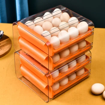 Ev Yumurta saklama kutusu Çekmece Tipi Buzdolabı saklama kutusu Plastik Şeffaf Taze Tutma Kutusu Çift Katmanlı Yumurta Tepsisi