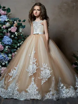 Kız Örgü Prenses Elbise Yeni Kız Elbise Aplikler Dantel Tatlı Çocuk Parti Takım Elbise Kelebek Kostüm Çocuk Giyim