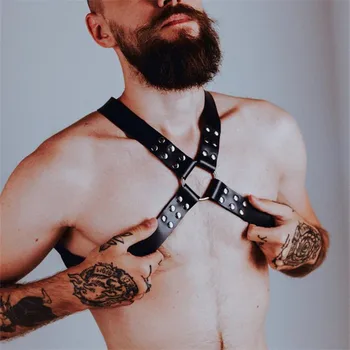 Erkek Koşum Gotik Punk Demeti Askı Ayarlanabilir Vücut Emniyet Erkek İç Çamaşırı Deri Demeti Kemer BDSM Kölelik Oyunları