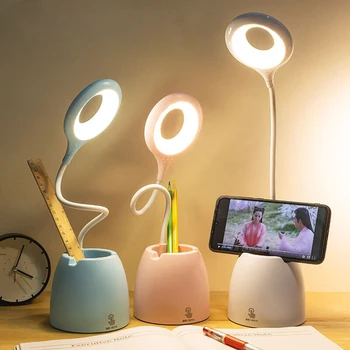 Masa Lambası LED ofis Flekso masa lambası kalemlik USB Şarj Edilebilir Dokunmatik Kademesiz karartma ışık göz koruması Okuma Lambası
