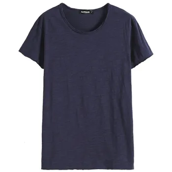 C1086-2020Summer yeni erkek T-shirt düz renk ince trend rahat kısa kollu moda