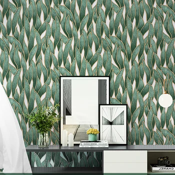 Modern Minimalist Yeşil Bitki Yaprakları Deniz Çayırı Duvar Kağıdı Oturma Odası Yatak Odası Kanepe Arka Plan Duvar Kağıdı High-End 2022 Yeni Stil