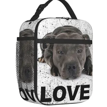 Staffordshire Bull Terrier Köpek Aşk Termal Yalıtımlı Öğle Çanta Hayvan Resuable Öğle Tote için Okul İşlevli Gıda Kutusu