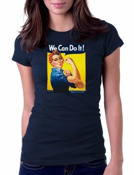 Kadınlar İçin yüksek Kalite 2019 Yaz Yeni Kostümler Rosie Perçin - Yapabiliriz! Günlük Tişörtler