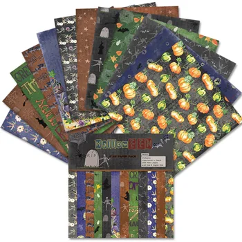 24 Adet / grup Cadılar Bayramı Retro Malzeme Kağıtları DIY Scrapbooking Albümü Günlüğü Hediye Dekoratif Kağıt Scrapbooking Kağıt