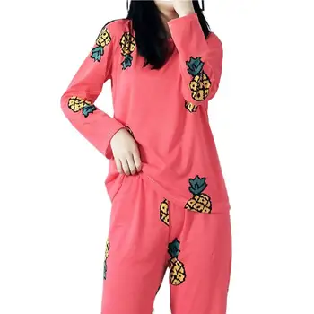 1 Takım kışlık pijama Seti İnce Rahat Yumuşak Karikatür Desenler Sevimli Pembe Turp Kadın Pijama Seti Günlük Kullanım için