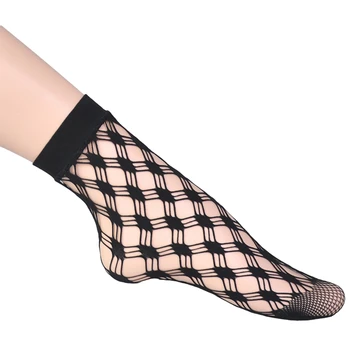 Kadın Çorap Dantel Görünmez İnce Bayanlar Dantel Çorap Hollow Out Seksi Siyah Kaymaz Yaz Gotik Çorap Kadın 6 çift