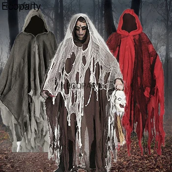 Cadılar bayramı Hayalet Ruh Emiciler Cosplay Kostüm Yetişkin İçin Yeni Gotik Korku Zombi Püskü Kapşonlu Pelerinler Ölü Parti Pelerinler