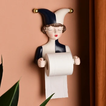Iskandinav Karikatür Elf Kız kağıt havlu tutacağı Ücretsiz Yumruk Reçine Ev Dekorasyon Banyo Kız Yaratıcı Rulo Kağıt Tutma