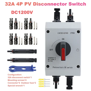 32A 4P PV Ayırıcı Anahtarı+Konnektör+Sigorta+Anahtarı DC1200V GF40 Açık IP66 Su Geçirmez döner anahtar Güneş