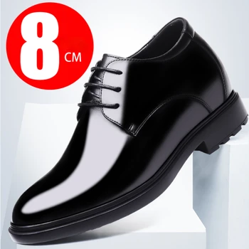 Erkek Düğün Yüksekliği Artan Ayakkabı 8cm Kalın Alt Görünmez İç Yükseklik artırıcı Erkek Ayakkabı İş Eğlence Resmi Ayakkabı