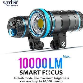 WEEFİNE WF074 akıllı odak 10000 lümen Video ışığı tüplü dalış lambası sualtı fotoğrafçılığı dişli