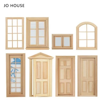 JO EV DIY Mini Kapı Ve Pencere Malzemesi 1: 12 Dollhouse Minyatür Modeli Dollhouse Aksesuarları