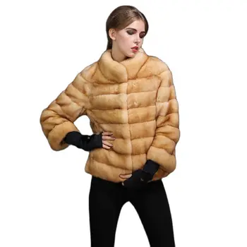Yeni Moda Stil Gerçek Kürk Paltolar Zarif Kısa Hakiki Deve Chinchilla Kürk Giyim Kış Gömme Ceket