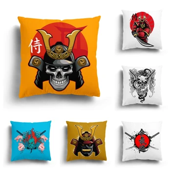 Japon samuray çizgi film karakteri karikatür maske oturma odası yastık örtüsü ofis minder örtüsü karikatür yastık örtüsü Japon