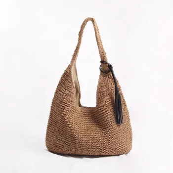 Kadın Çantası El Yapımı Hasır Örgülü Çanta El Dokuma Açık seyahat el çantası Kızlar Yaz Plaj Çantaları Marka tasarımcı çantaları