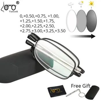 VANLOOK Fotokromik Katlanır okuma gözlüğü Anti UV Parlama Güneş Gözlüğü Görüş Anten Katlanabilir Yeni Unisex Sensörü Güneş değiştirme