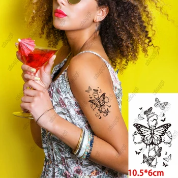 Su geçirmez Geçici Dövme Etiket Ins Kelebek Çiçek Gül Yıldız Ay Bilek Kol Koyu Flaş Dövme Sahte Dövme Vücut Sanatı Kadın Erkek
