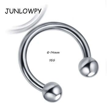 JUNLOWPY Topu Dairesel at nalı burun halkası 6/8/10/12 / 14mm 50 adet / grup vücut ekleme takı paslanmaz çelik Esir Piercing